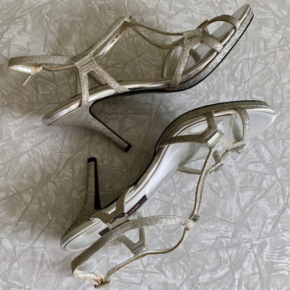 Nina Silver Glitter/Bling Strappy Heels (Prom!) 8 - Picture 4 of 7
